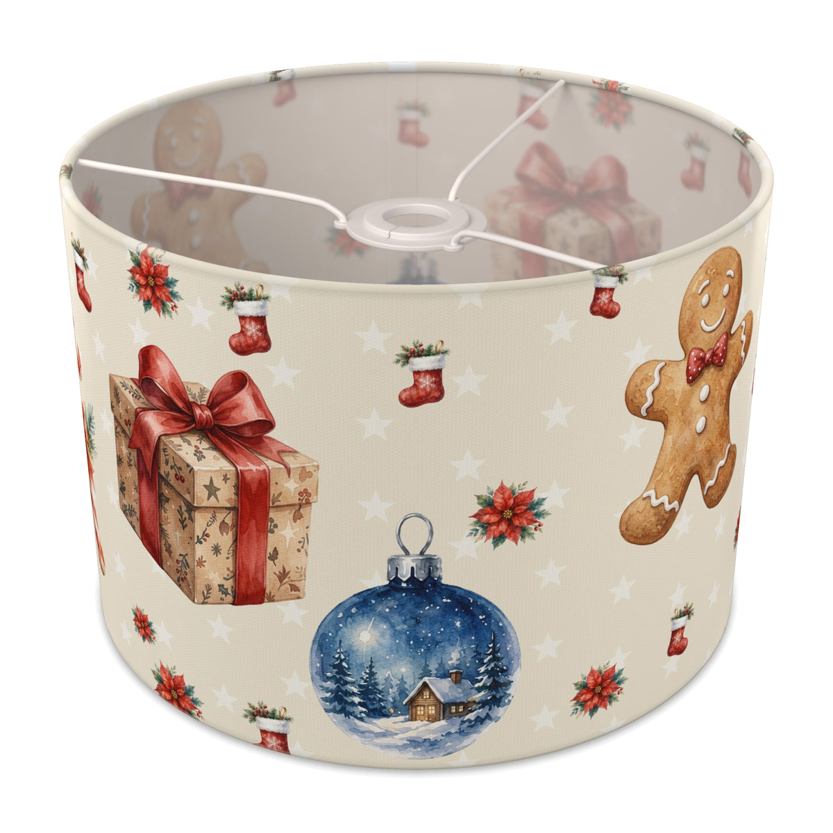 Cream Watercolor Christmas lampshade - 30cm x 21cm Ceiling