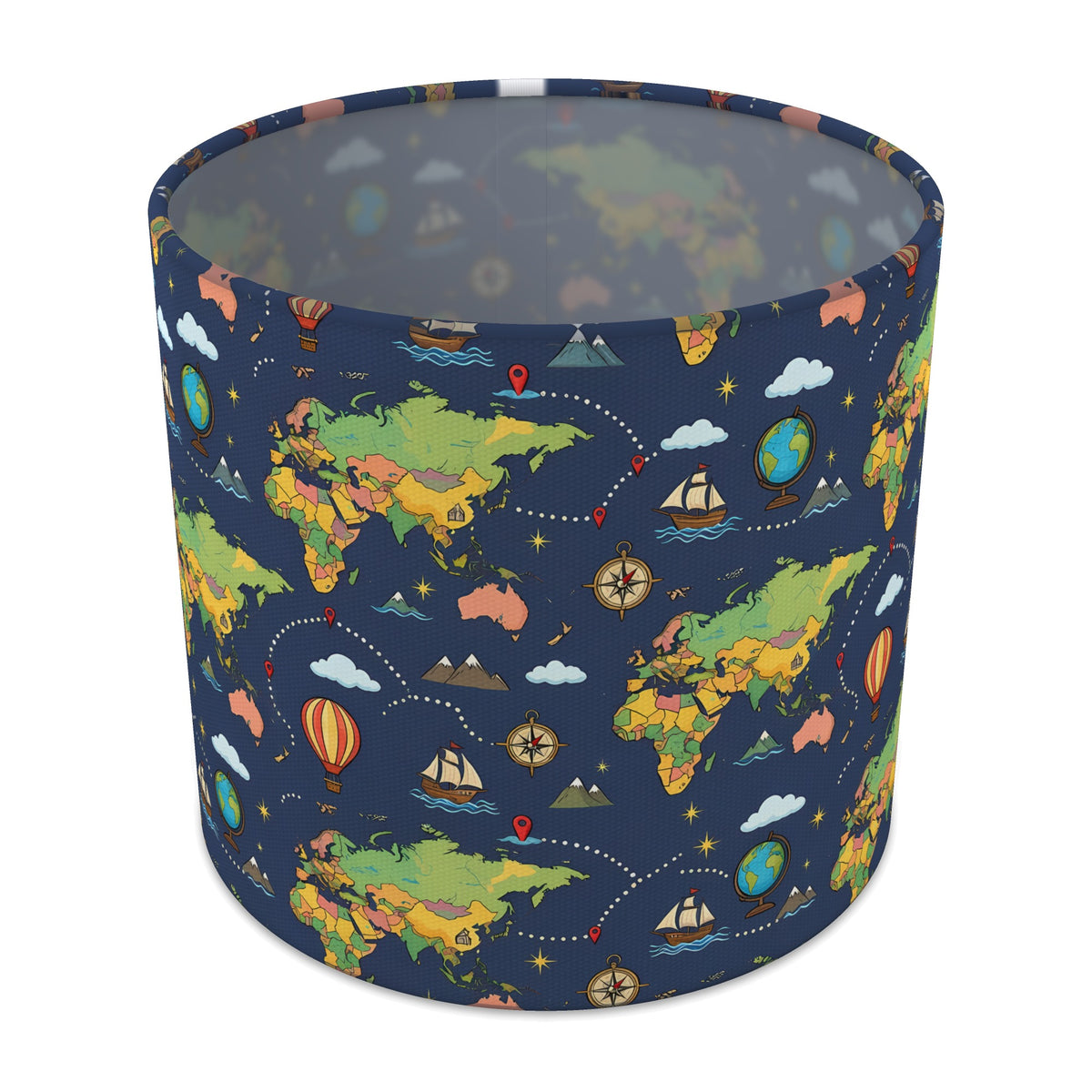 Navy World Explorer lampshade - 20cm x 18.5cm Table