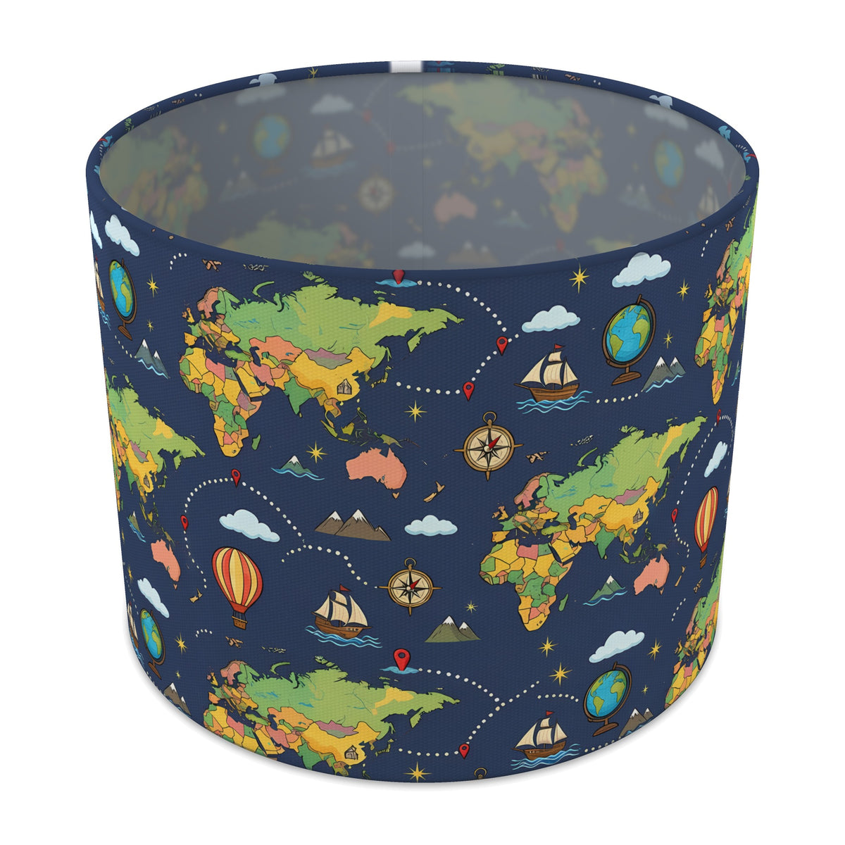 Navy World Explorer lampshade - 25cm x 20cm Table