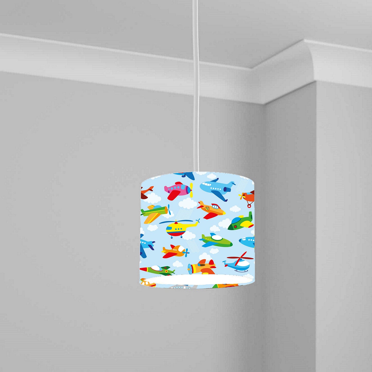 Colorful Helicopter and Airplane Sky Ceiling Lampshade Lightshade for Kids Room - 20cm x 18.5cm