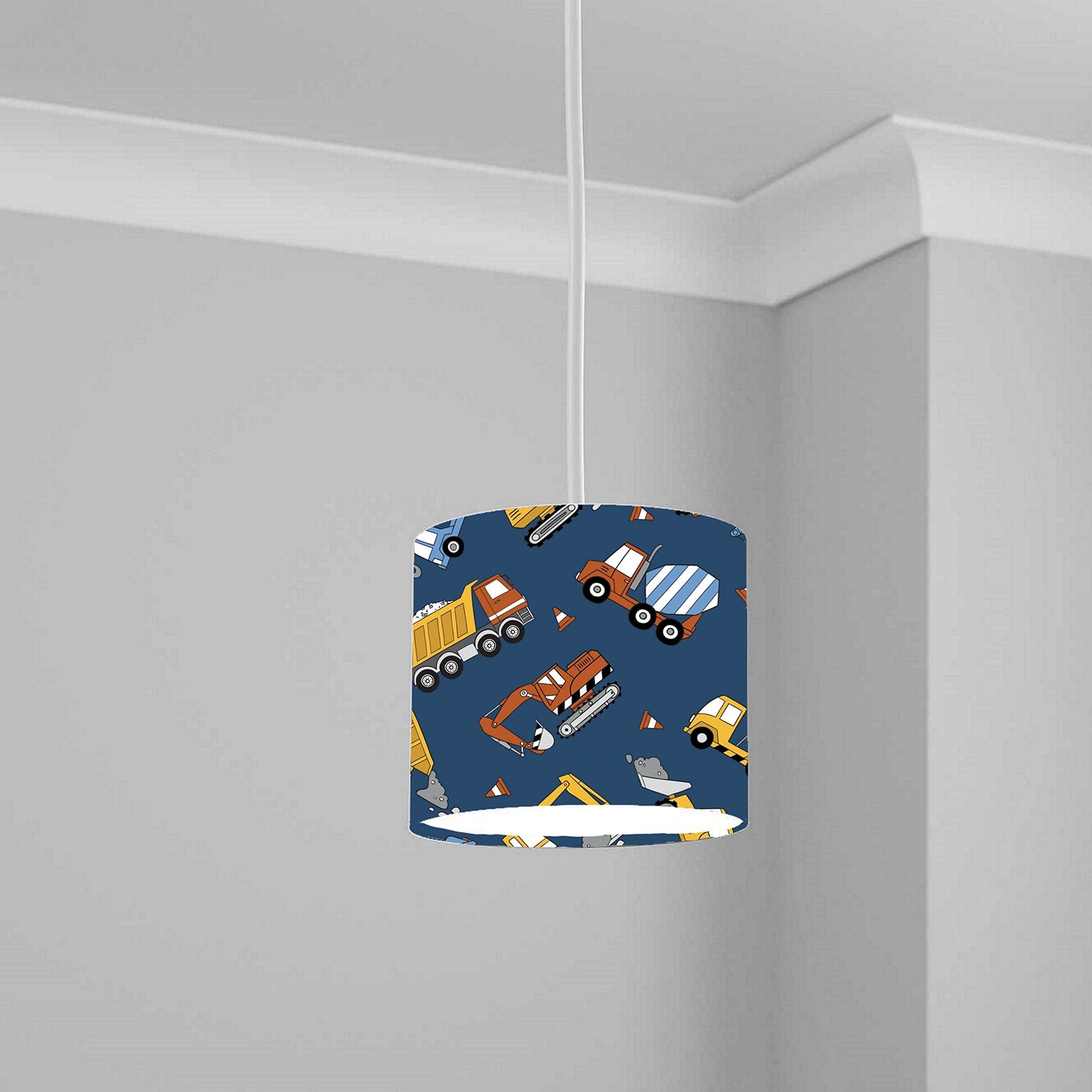 Construction Vehicle Pattern Ceiling Lampshade Lightshade for Kids Room - 20cm x 18.5cm