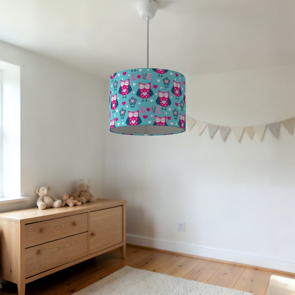 Blue Owl Love Pattern lampshade