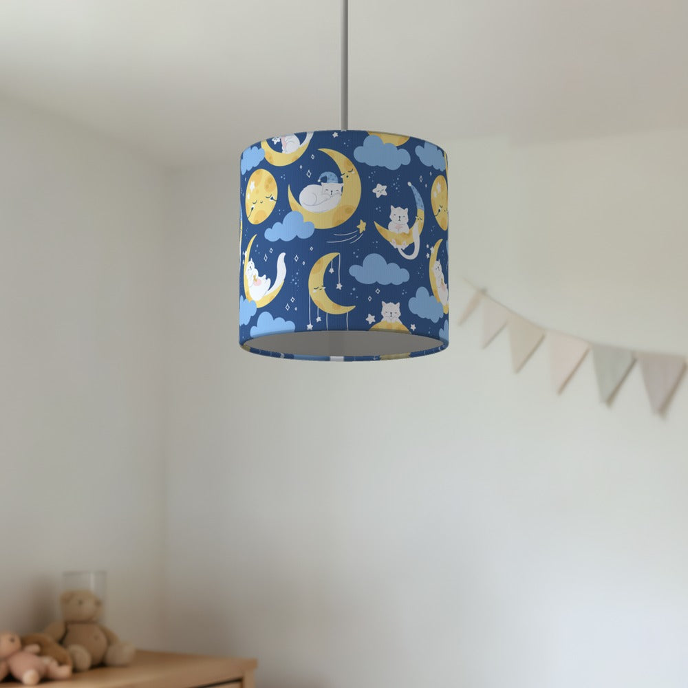 Sleepy Moon and Cats lampshade