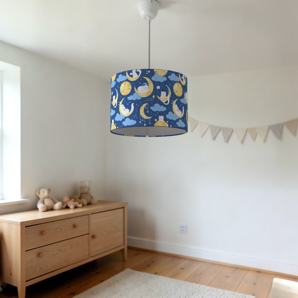 Sleepy Moon and Cats lampshade