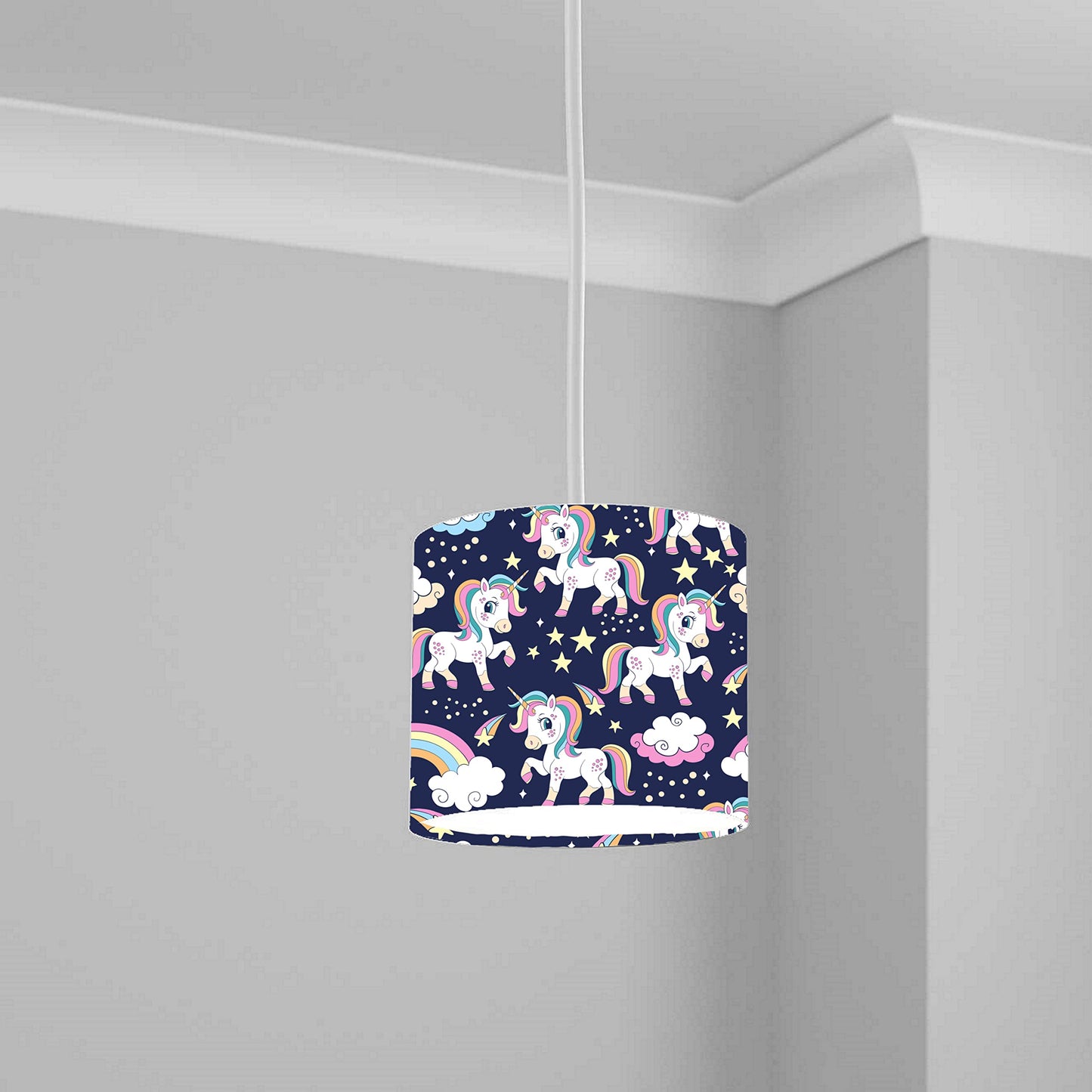 Enchanting Unicorn & Shooting Stars Ceiling Lampshade Lightshade for Kids' Room - 20cm x 18.5cm