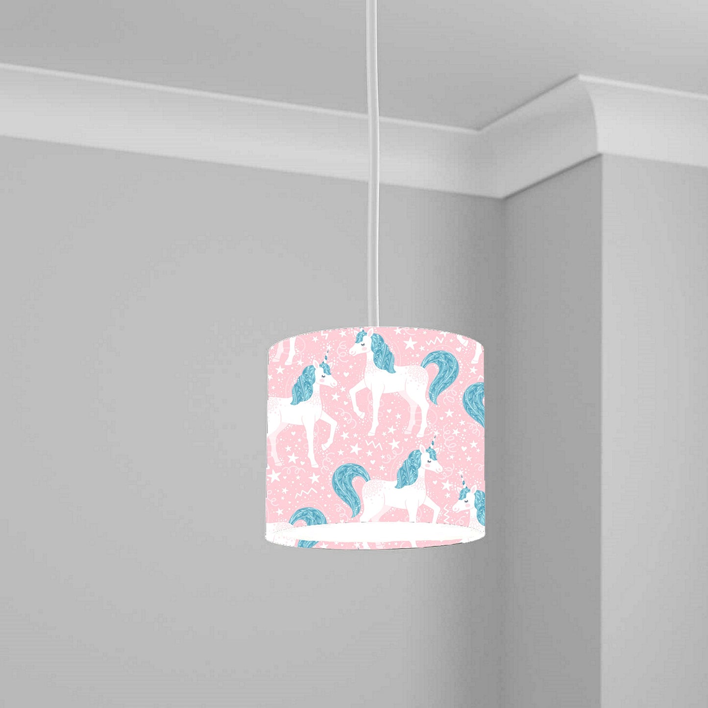 Pink Unicorn and Stars Ceiling Lampshade Lightshade for Kids Room - 20cm x 18.5cm