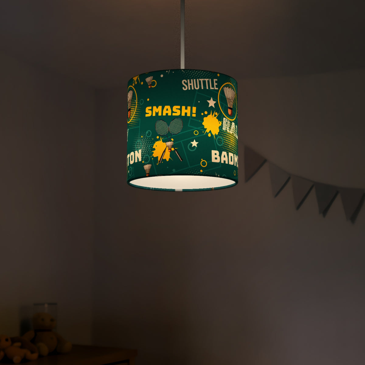 Teal Badminton Smash lampshade - 20cm x 18.5cm Ceiling - photo 5