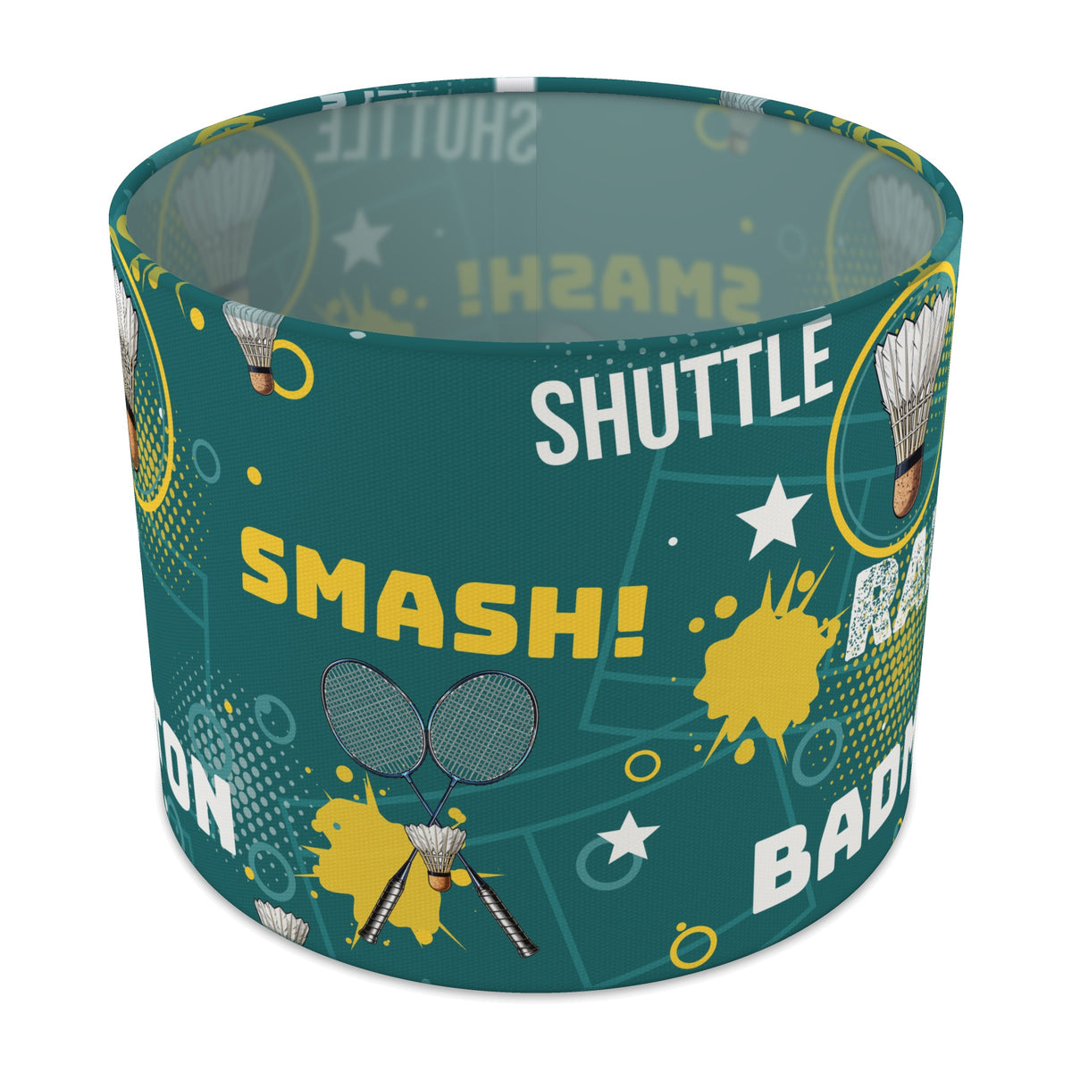 Teal Badminton Smash lampshade - 25cm x 20cm Table