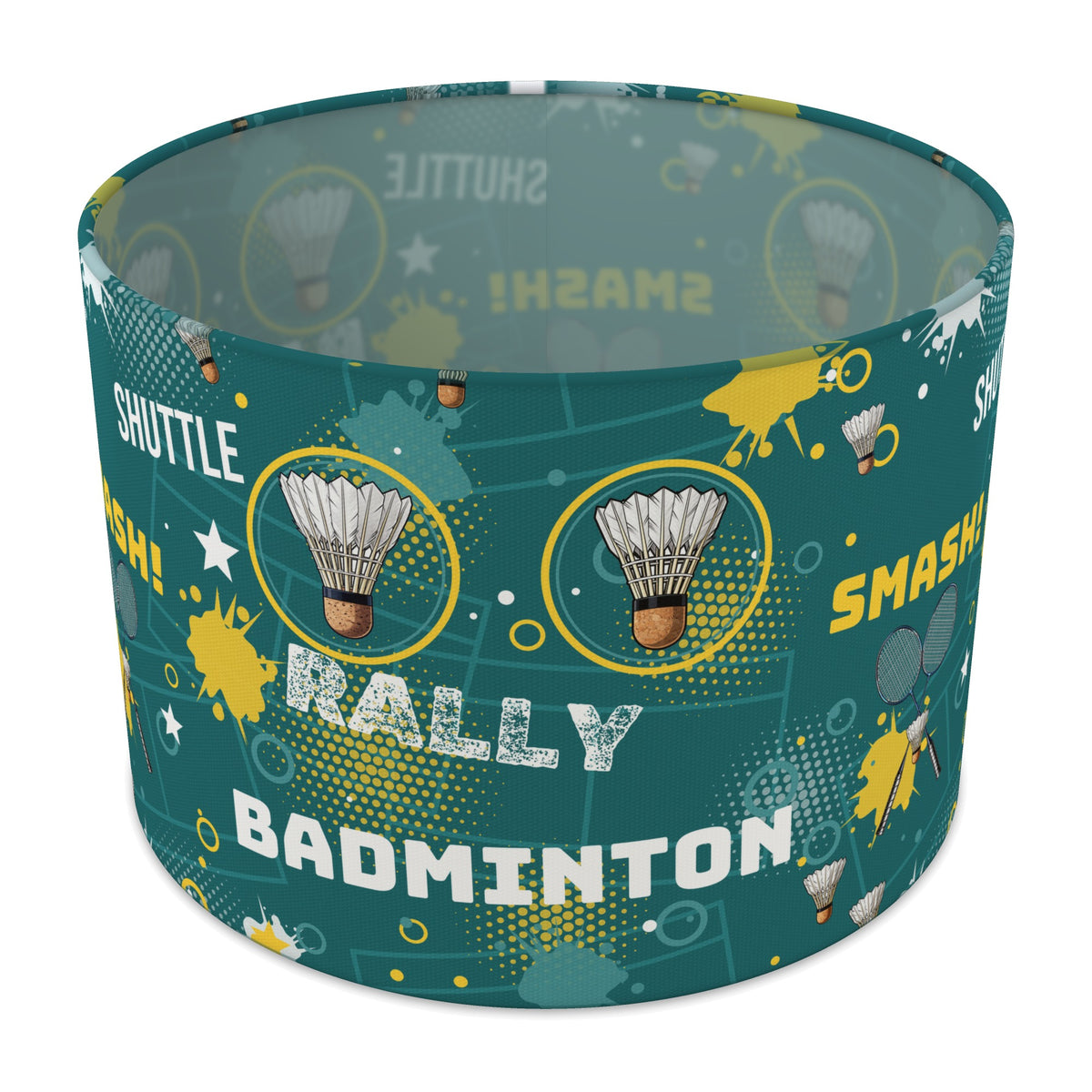 Teal Badminton Smash lampshade - 30cm x 21cm Table
