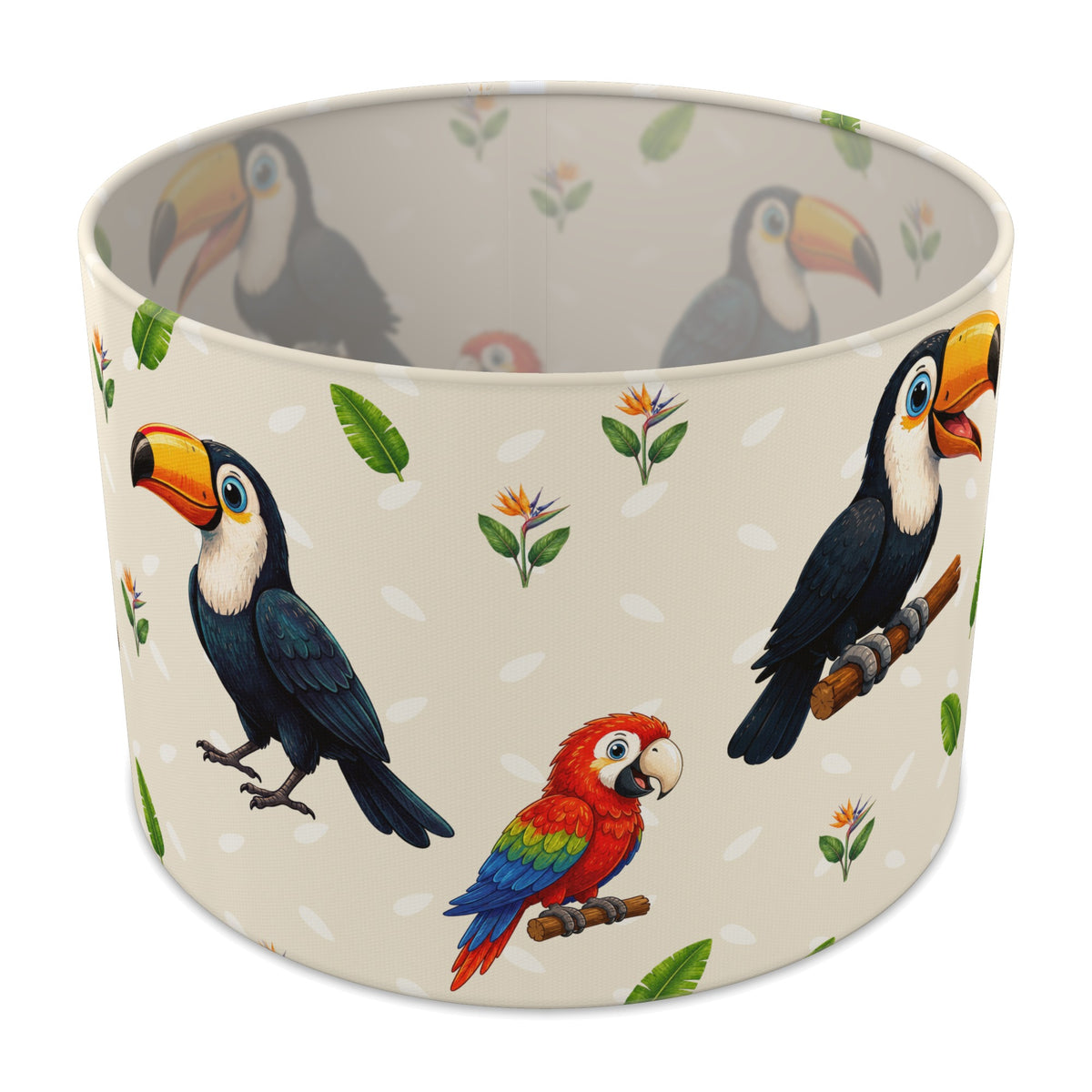 Cream Bird Friends lampshade - 30cm x 21cm Table