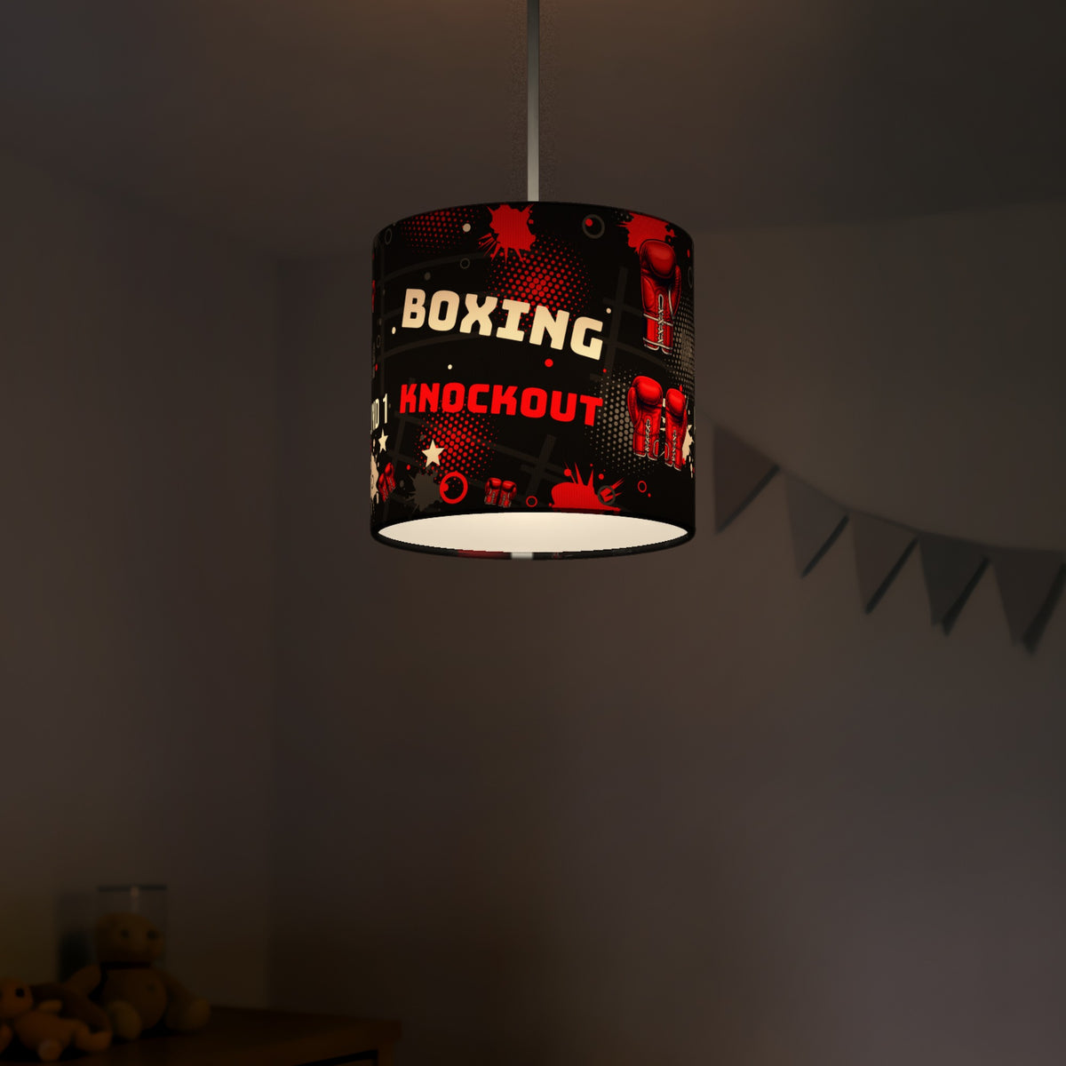 Black Knockout Boxing lampshade - 20cm x 18.5cm Ceiling - photo 5