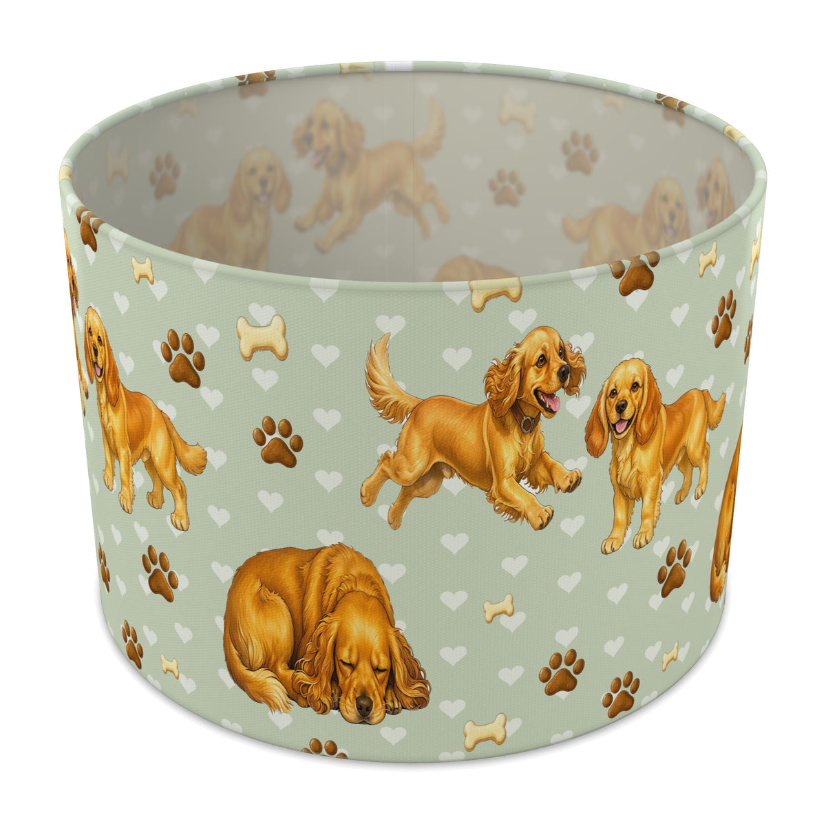 Sage Cocker Spaniel Love lampshade - 30cm x 21cm Table