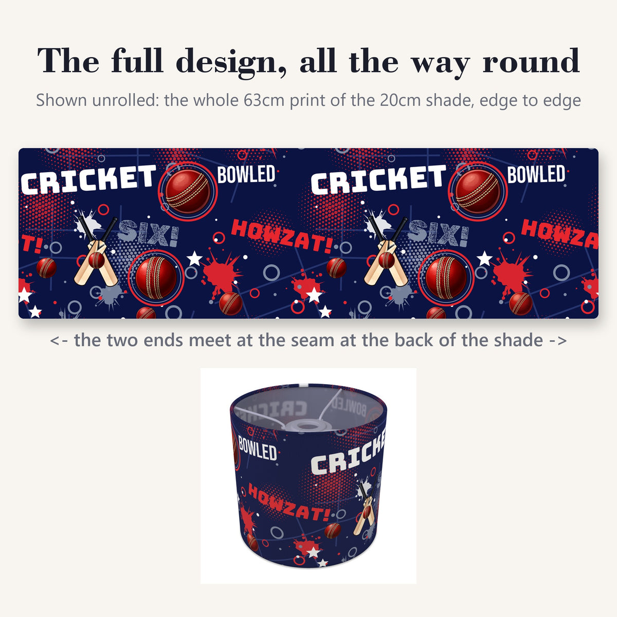 Navy Cricket Crazy lampshade - 20cm x 18.5cm Ceiling - photo 9
