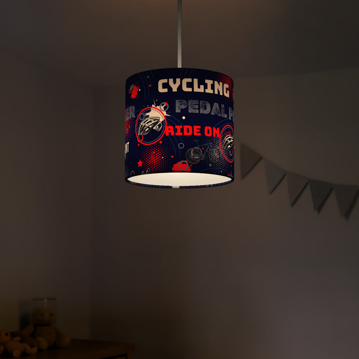 Navy Pedal Power lampshade - 20cm x 18.5cm Ceiling - photo 5