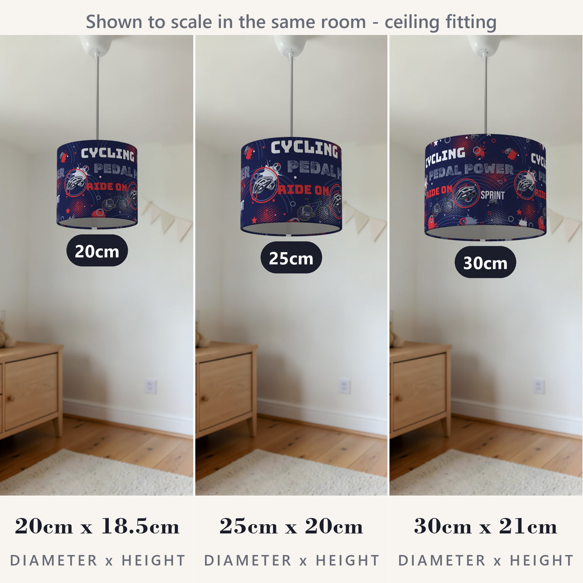 Navy Pedal Power lampshade - 20cm x 18.5cm Ceiling - photo 4