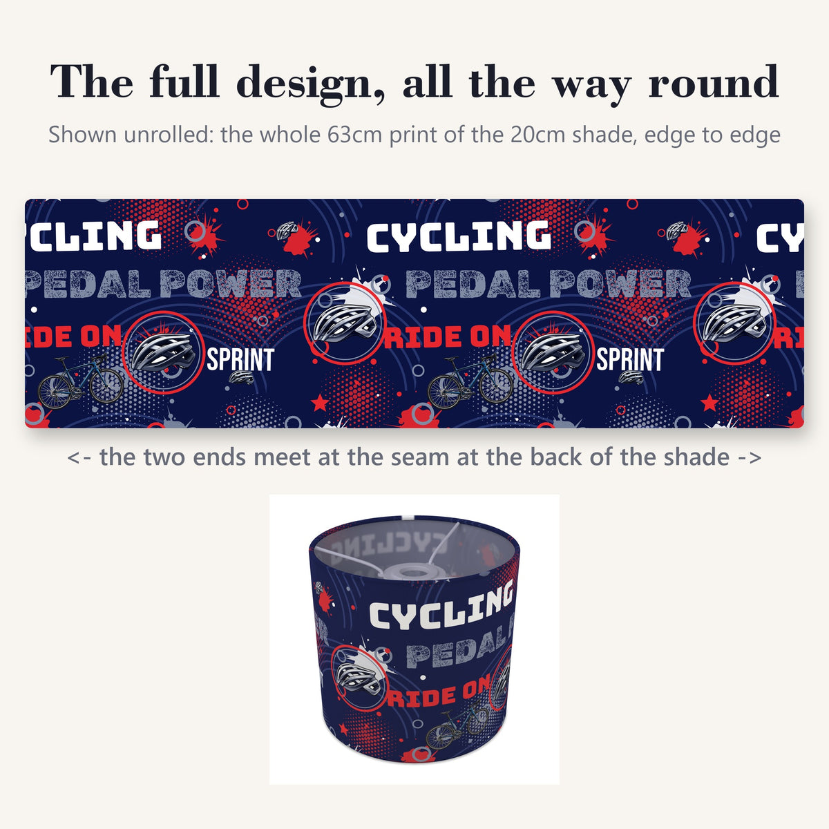Navy Pedal Power lampshade - 20cm x 18.5cm Ceiling - photo 9