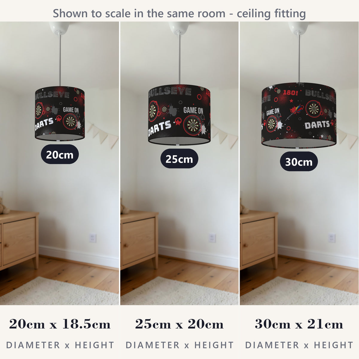 Black Darts Night lampshade - 20cm x 18.5cm Ceiling - photo 4