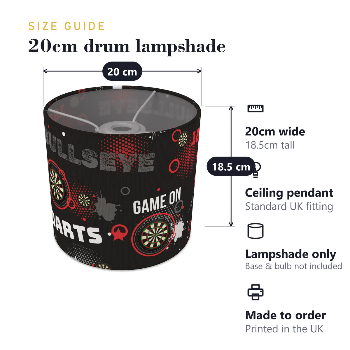 Black Darts Night lampshade - 20cm x 18.5cm Ceiling - photo 7
