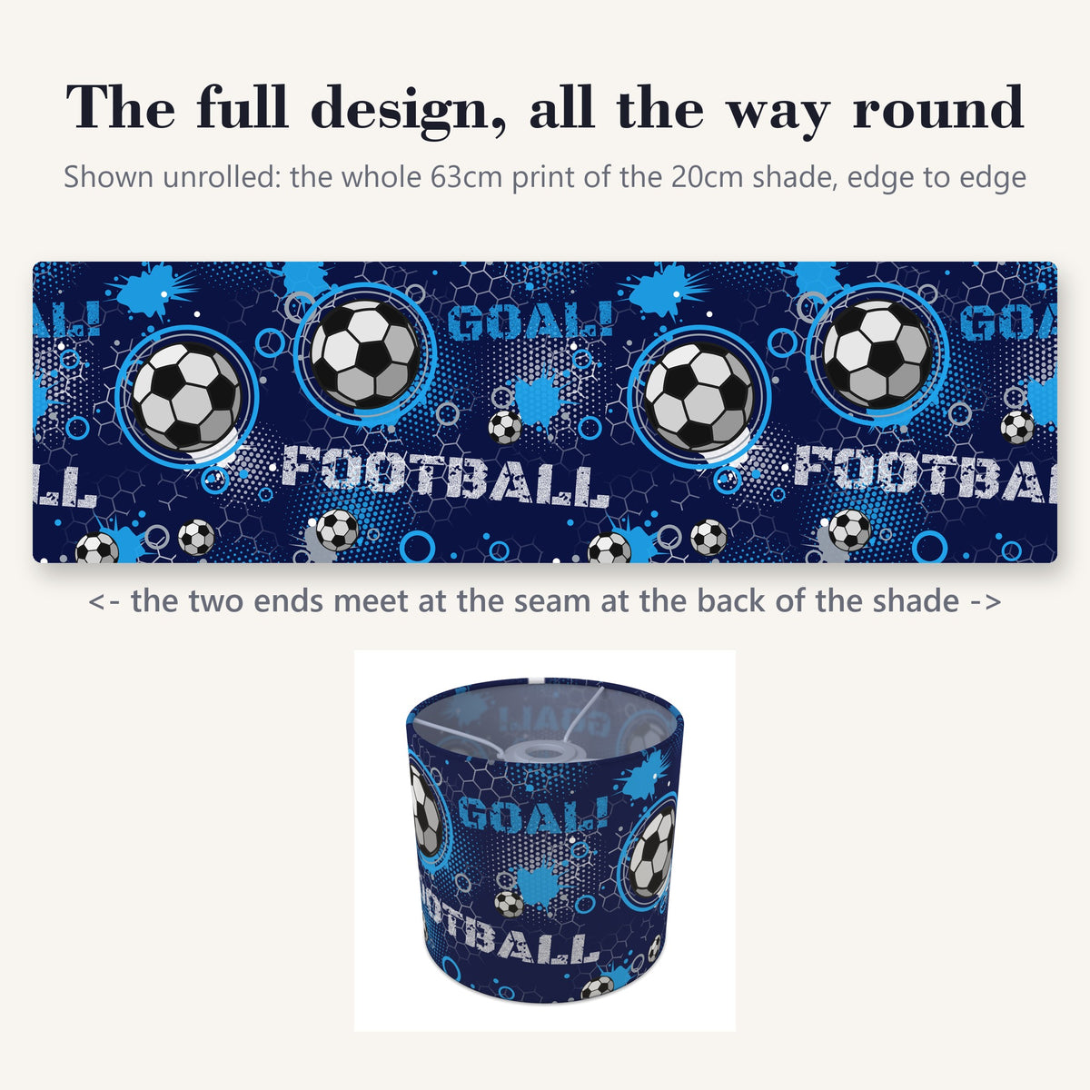 Navy Football Crazy lampshade - 20cm x 18.5cm Ceiling - photo 9