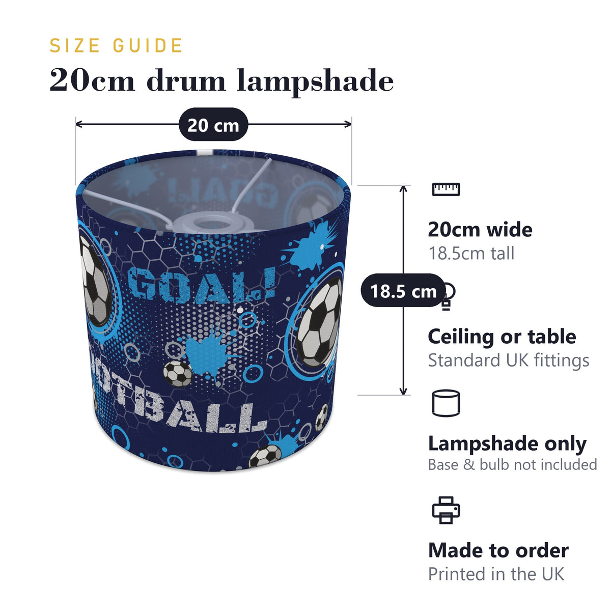 Navy Football Crazy lampshade - 20cm x 18.5cm Ceiling - photo 7