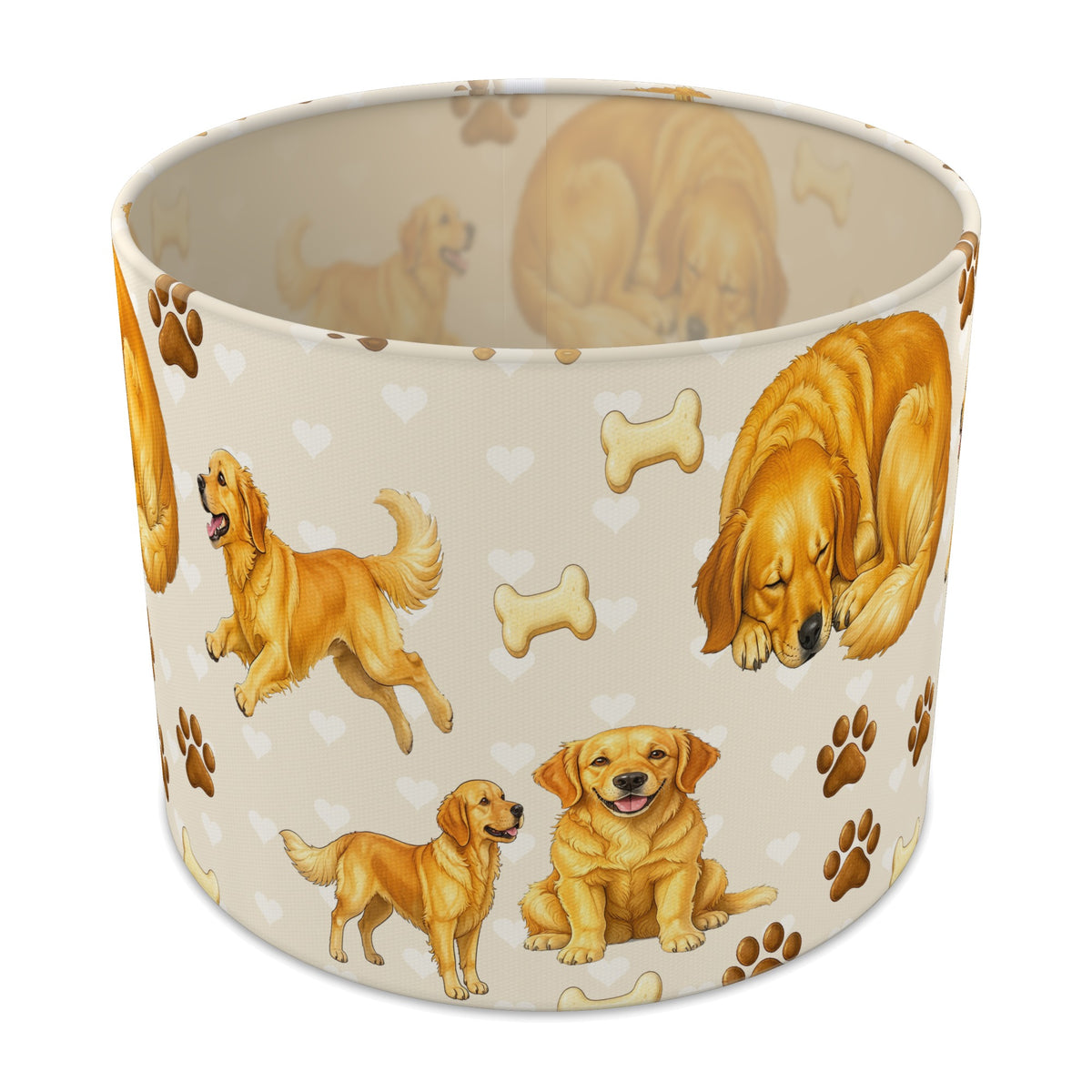 Cream Golden Retriever Love lampshade - 25cm x 20cm Table