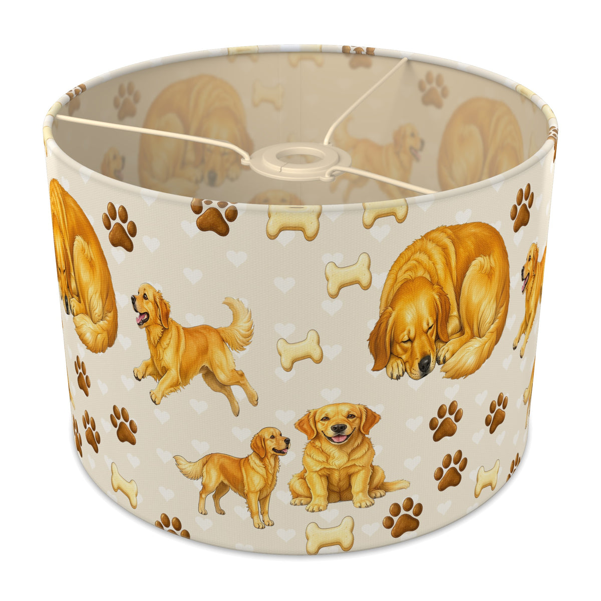 Cream Golden Retriever Love lampshade - 30cm x 21cm Ceiling