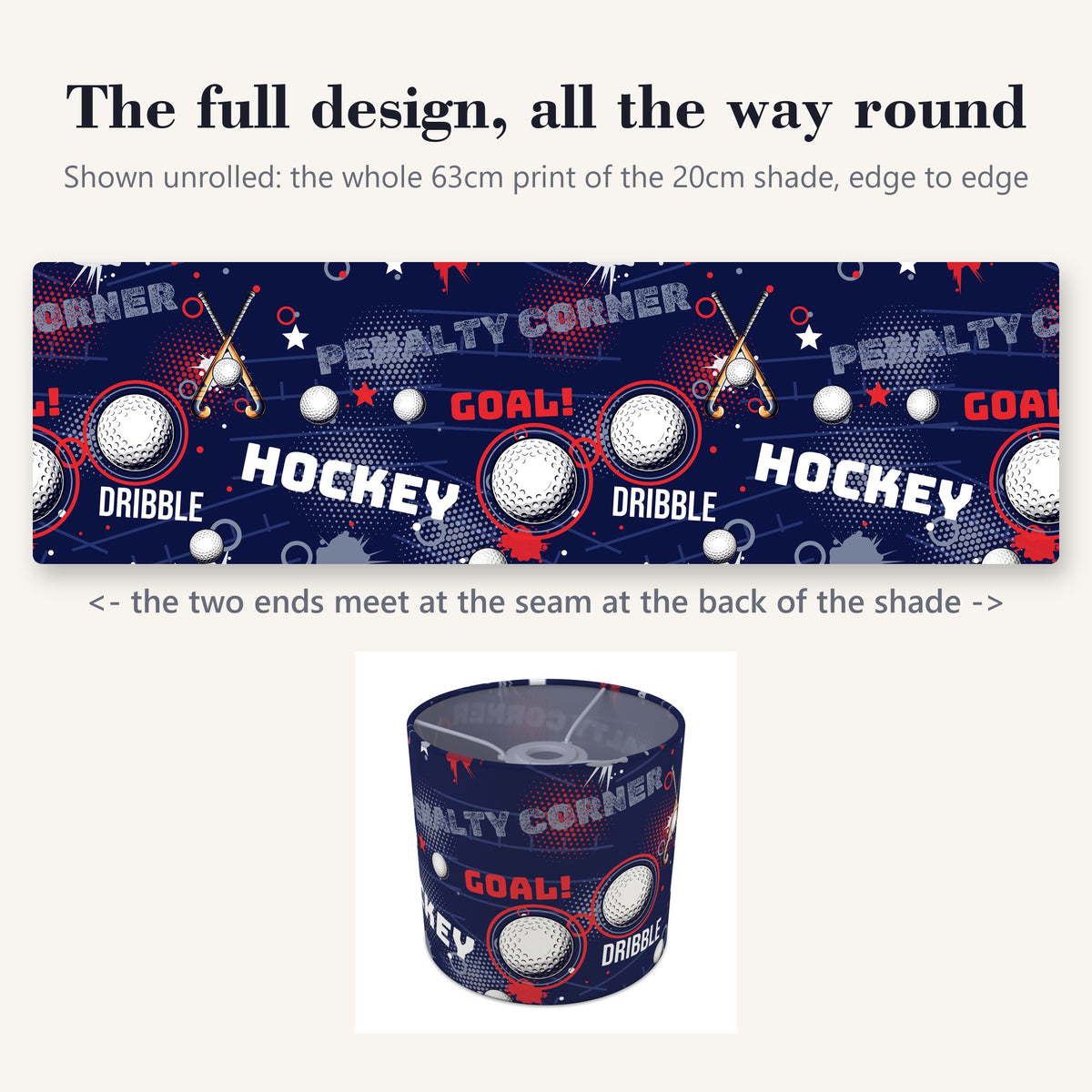 Navy Hockey Hero lampshade - 20cm x 18.5cm Ceiling - photo 9