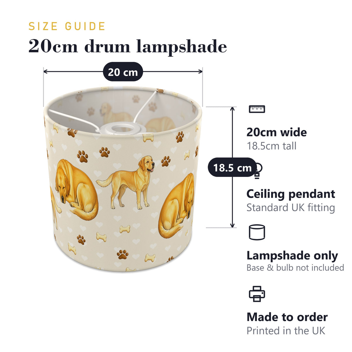 Cream Labrador Love lampshade - 20cm x 18.5cm Ceiling - photo 7