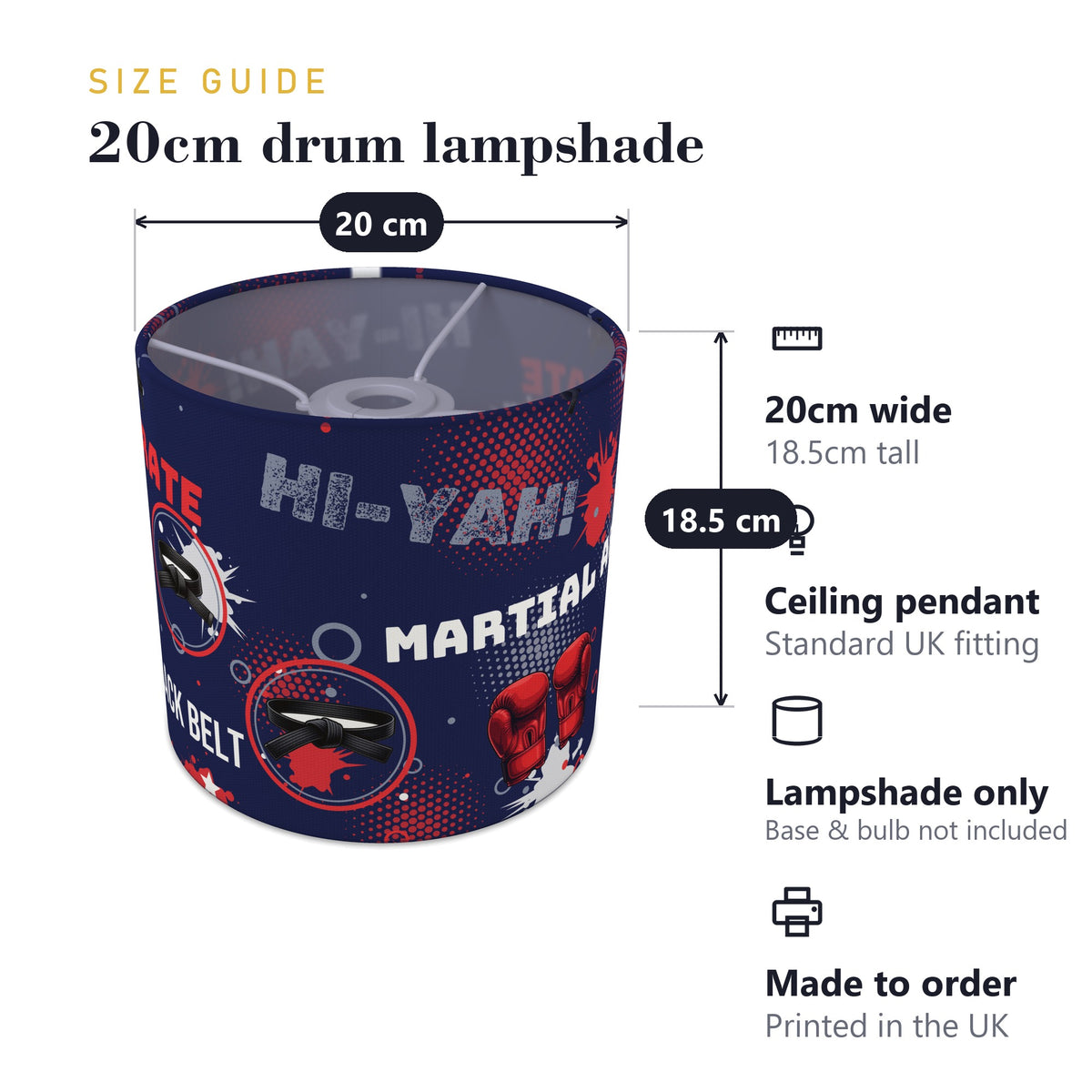Navy Karate Kid lampshade - 20cm x 18.5cm Ceiling - photo 7