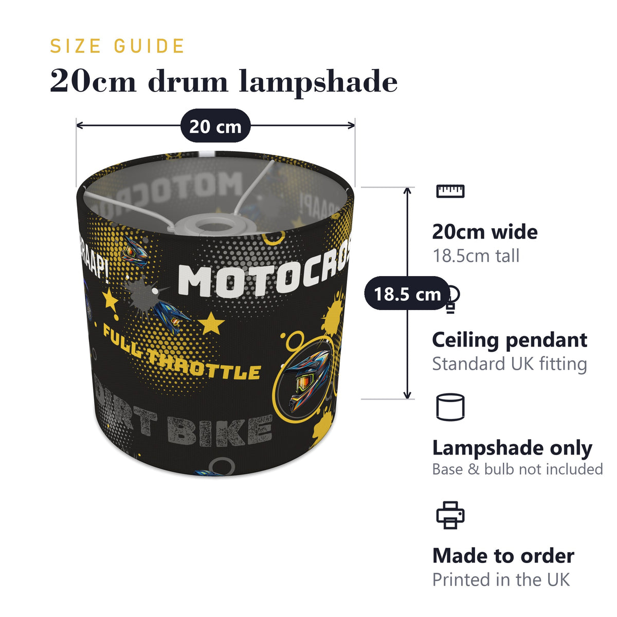 Black Full Throttle lampshade - 20cm x 18.5cm Ceiling - photo 7