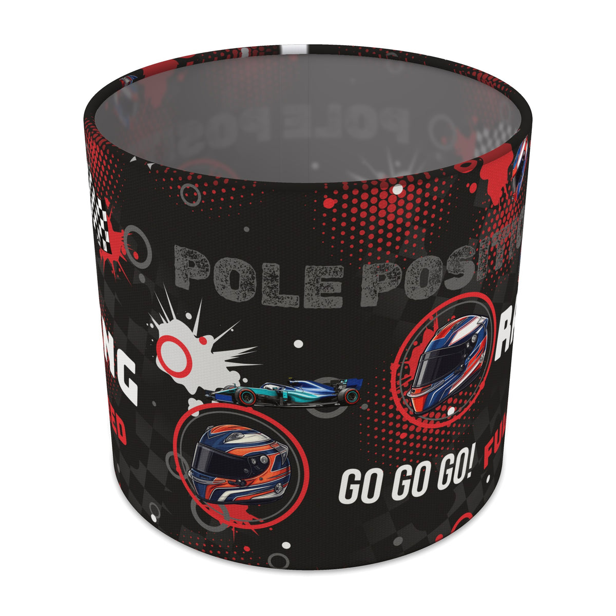 Black And Red Pole lampshade - 20cm x 18.5cm Table