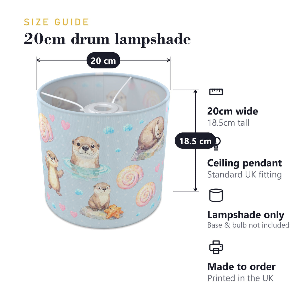 Sky Otter Friends lampshade - 20cm x 18.5cm Ceiling - photo 7