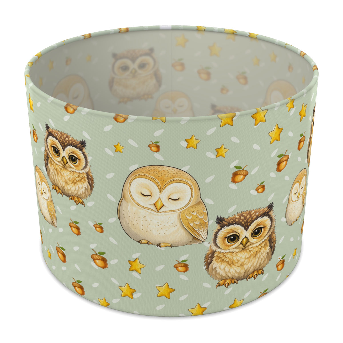 Sage Night Owls lampshade - 30cm x 21cm Table