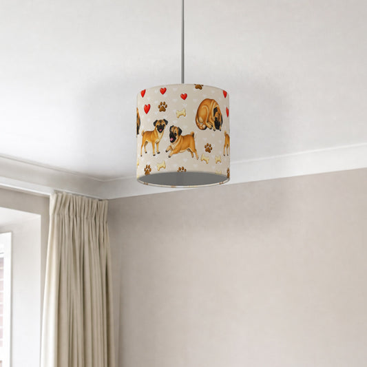 Cream Pug Love lampshade - 20cm x 18.5cm Ceiling - photo 2