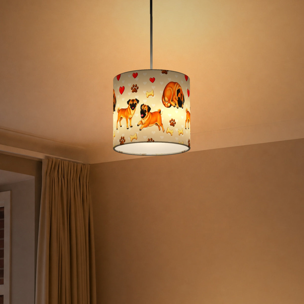 Cream Pug Love lampshade - 20cm x 18.5cm Ceiling - photo 5