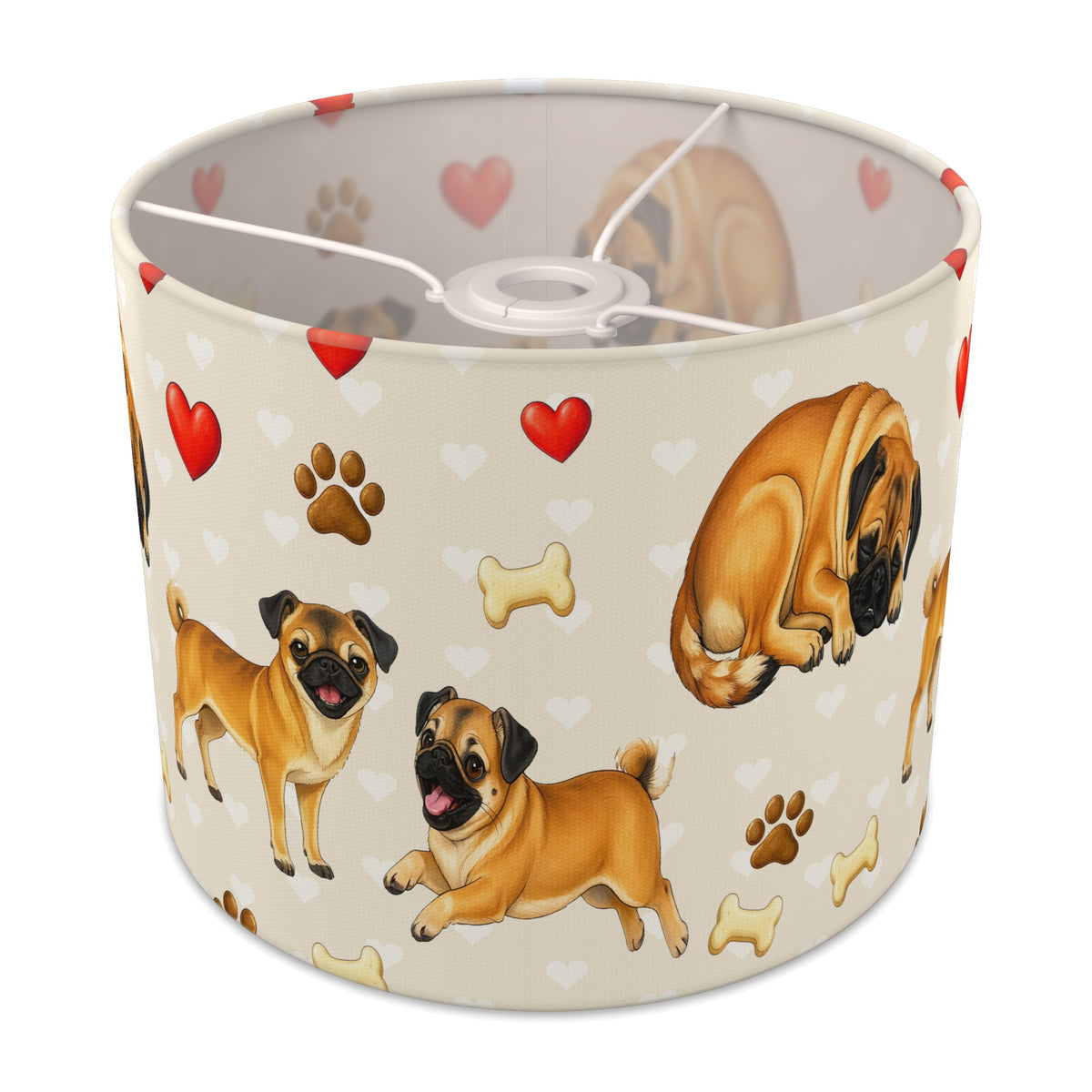 Cream Pug Love lampshade - 25cm x 20cm Ceiling