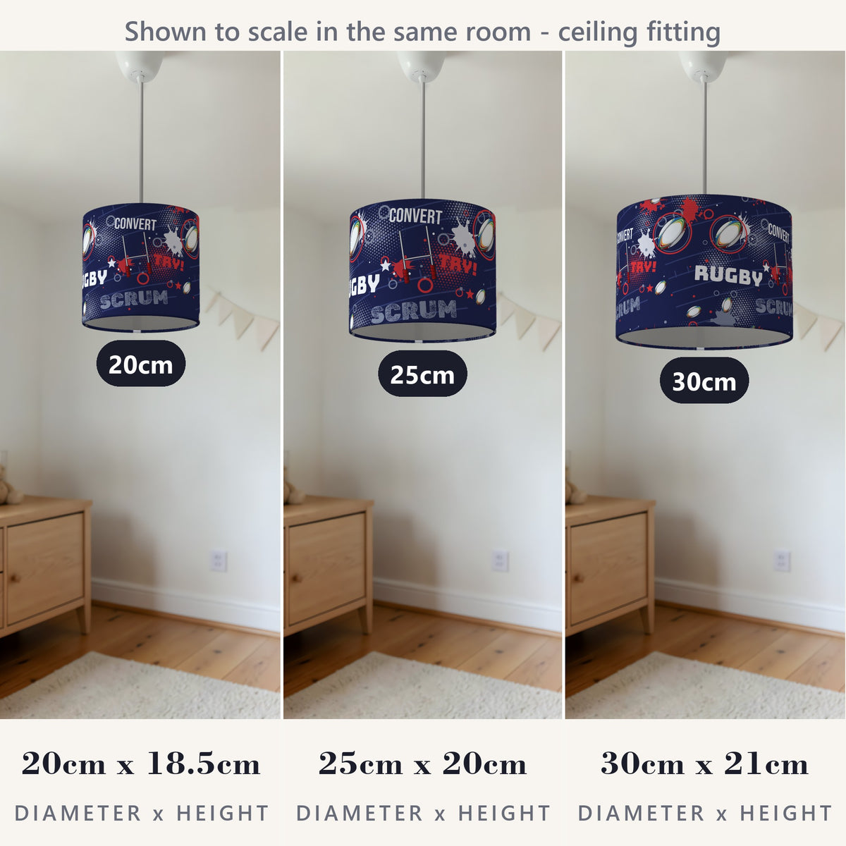 Navy Rugby Crazy lampshade - 20cm x 18.5cm Ceiling - photo 4