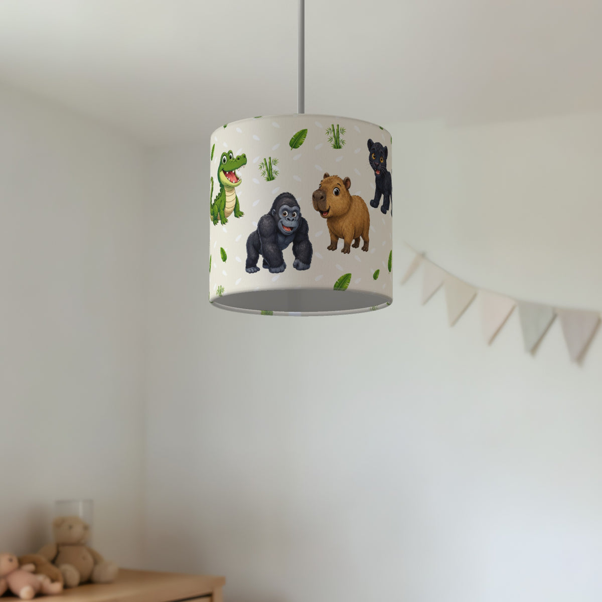 Cream Safari Friends lampshade - 20cm x 18.5cm Ceiling - photo 2