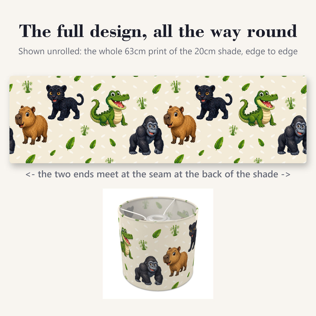 Cream Safari Friends lampshade - 20cm x 18.5cm Ceiling - photo 9