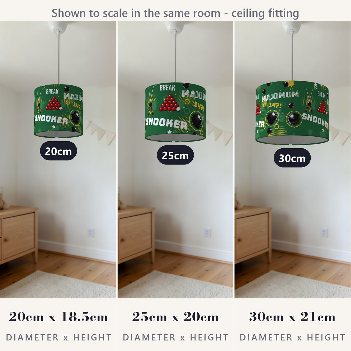 Pitch Snooker Break lampshade - 20cm x 18.5cm Ceiling - photo 4