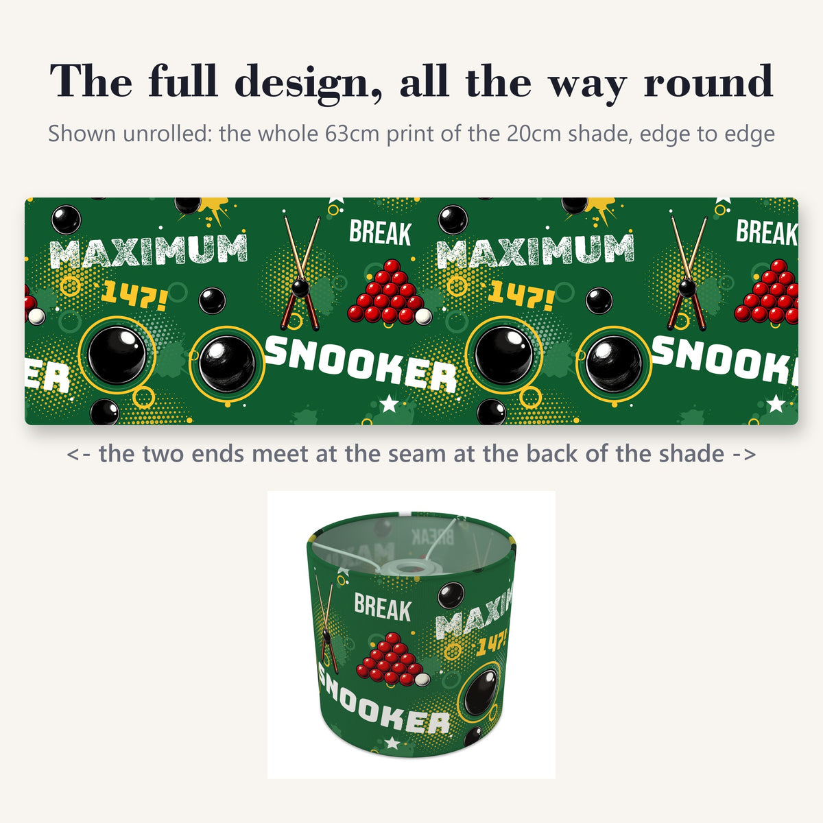 Pitch Snooker Break lampshade - 20cm x 18.5cm Ceiling - photo 9