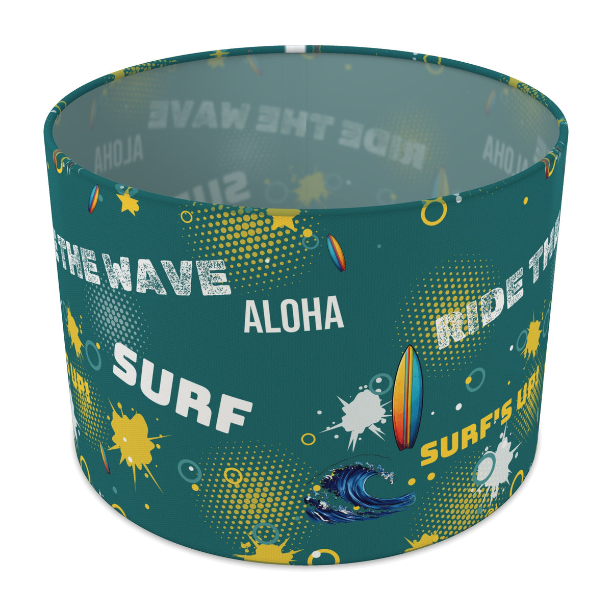 Teal Surf's Up lampshade - 30cm x 21cm Table