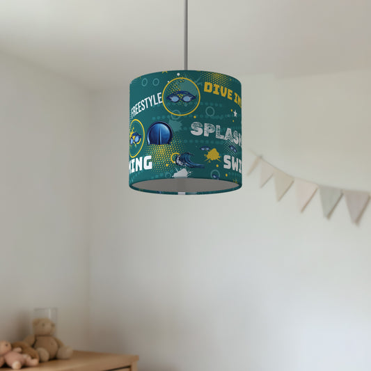 Teal Splash Swimming lampshade - 20cm x 18.5cm Ceiling - photo 2