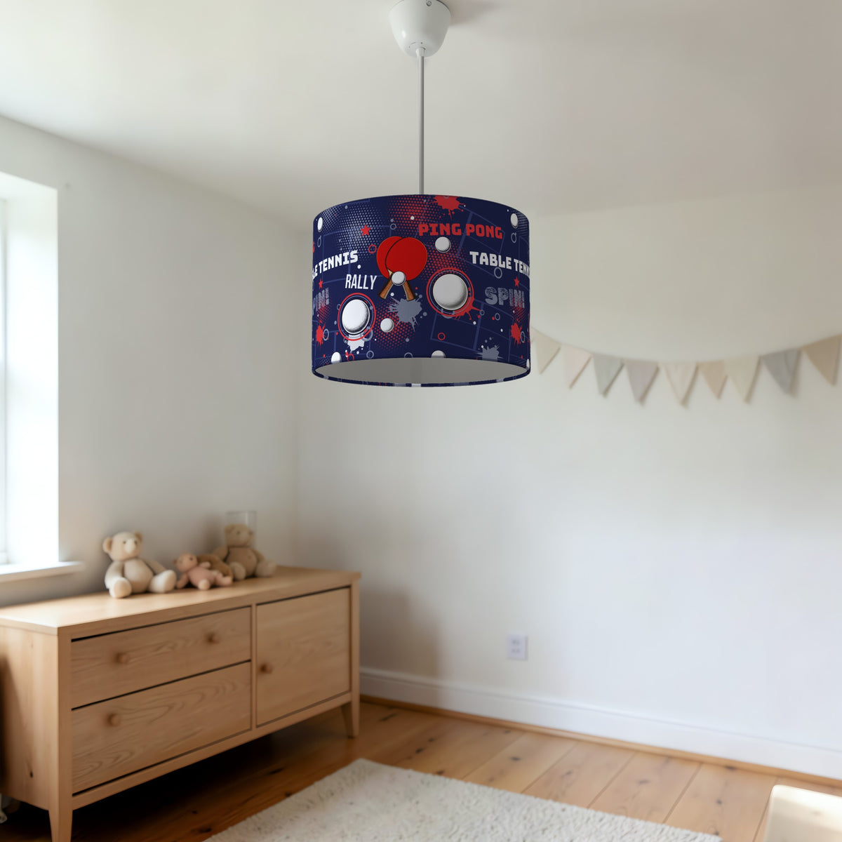 Navy Ping Pong Rally lampshade - 20cm x 18.5cm Ceiling - photo 3