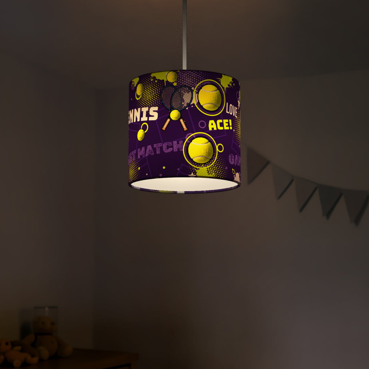Purple Tennis Ace lampshade - 20cm x 18.5cm Ceiling - photo 5