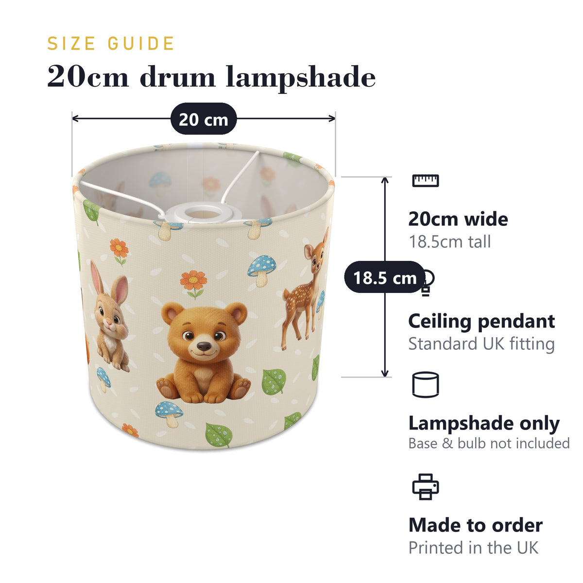 Cream Baby Woodland Friends lampshade - 20cm x 18.5cm Ceiling - photo 7
