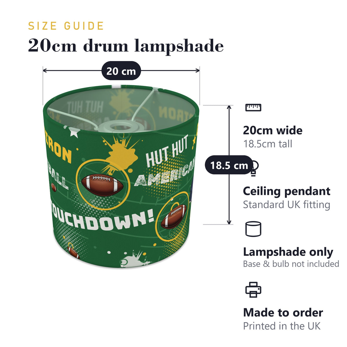 Pitch Touchdown lampshade - 20cm x 18.5cm Ceiling - photo 7