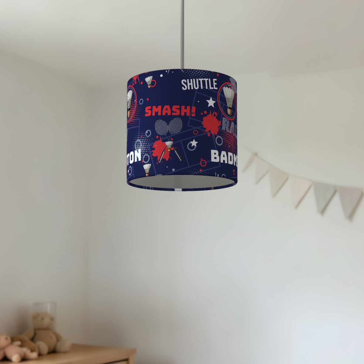 Navy Badminton Smash lampshade - 20cm x 18.5cm Ceiling - photo 2