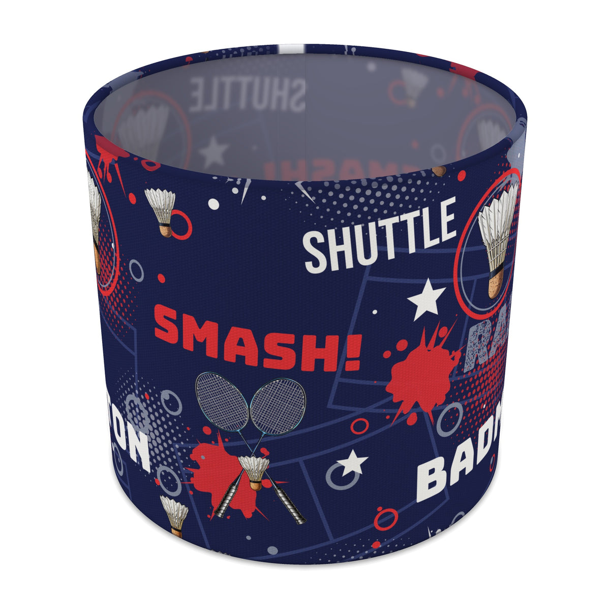 Navy Badminton Smash lampshade - 20cm x 18.5cm Table