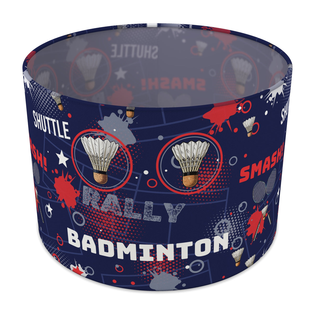 Navy Badminton Smash lampshade - 30cm x 21cm Table